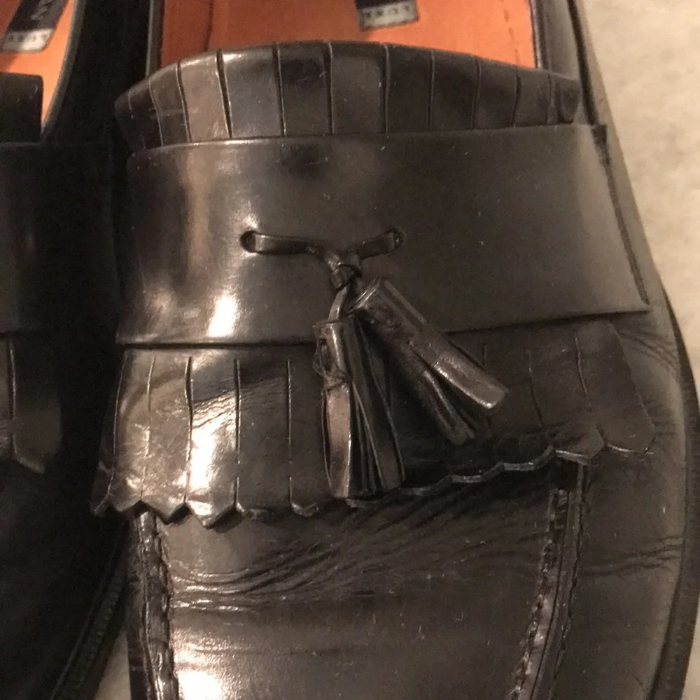 Bostonian Loafers Mens 13 Black Tassel Leather Shoes Luxe Made in Italy Classic - Picture 6 of 10